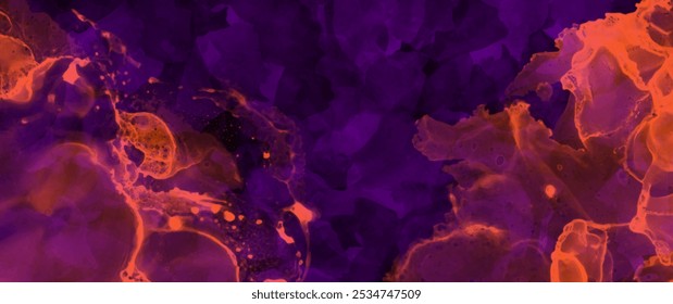 Textura espeluznante del Vector de Halloween del grunge con salpicaduras rojas y púrpuras para el fondo. Trazos de pintura dibujados a mano espeluznantes y textura salpicada. Ilustración de Halloween de color brillante.