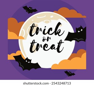 Creepy Halloween Background with Flat Designs
