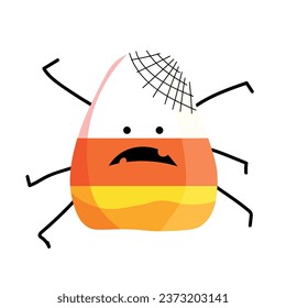 Creepy Halloween corn candy on white background