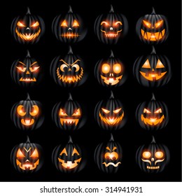 Creepy Halloween jack o lantern pumkin face collection