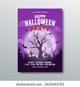 design de modelo de celebração de poster de festa de halloween assustador