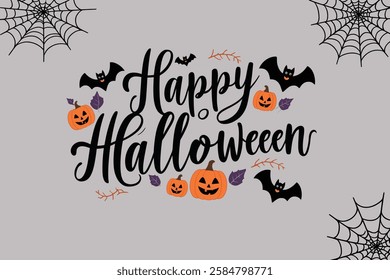 Creepy Halloween Poster with Halloween Icons and Retro Hand-lettered Text