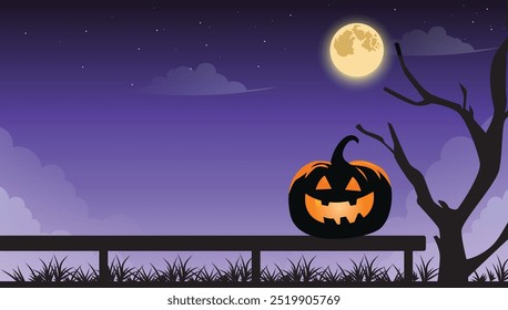 Creepy Halloween Pumpkin with Copy Space for Designs