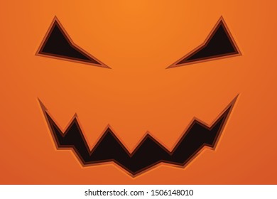Creepy Halloween pumpkin eyes and mouth paper cut out background