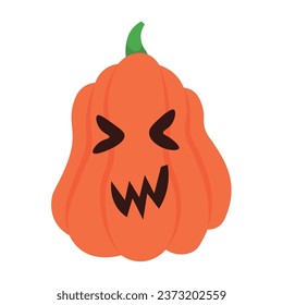 Creepy Halloween pumpkin on white background