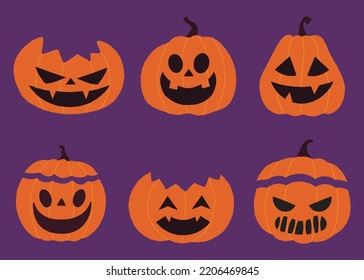 Creepy Halloween Pumpkin Vector Collection