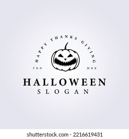 creepy halloween pumpkin vector logo illustration template design