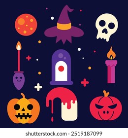 Creepy Halloween skeleton and ghost stickers for holiday cards