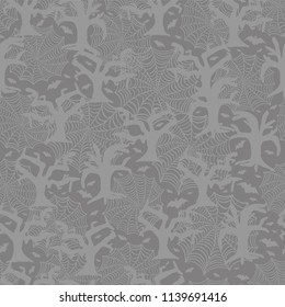 Creepy Halloween Spider Web Vector Pattern, Hand Drawn Cobweb and Spooky Forest Seamless Illustration for Seasonal Fashion Prints, Stationery, Trick or Treat Party Decor, Holiday Wrap, Costumes Fabric