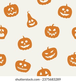 Creepy Halloween wallpaper with pumpkins. Seamless pattern. Vector
