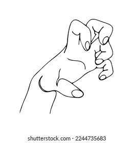 Creepy hand. Attack hand gesture. Vector drawing of a gesture. Silhouette of a human hand in aggression.