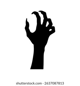Creepy hand silhouette icon vector flat design on white background