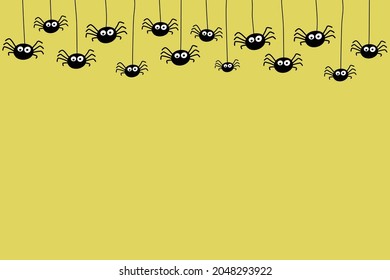 Creepy hanging spiders on background. Halloween concept. Vector