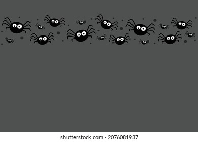 Creepy hanging spiders on background. Halloween concept. Vector