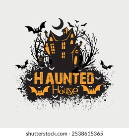 Casa encantada espeluznante Eps de Halloween - diseño de Vector espeluznante, casa encantada divertida de Halloween - perfecto para camisetas, proyectos de bricolaje, Clipart de decoración de Halloween, Gráficos de Halloween de la casa encantada