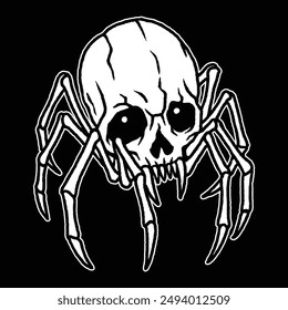 creepy horror illustration of spider with skull face suitable for tattoo and t shirt design