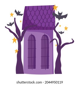 creepy house and bats icon