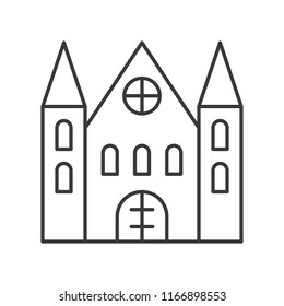 creepy house or haunted castle, Halloween related hollow outline icon, editable stroke