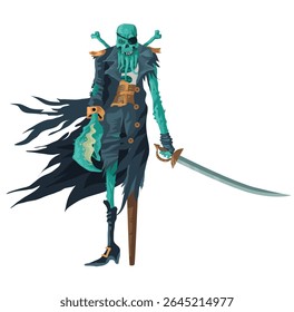 creepy hybrid pirate with tentacles and sword