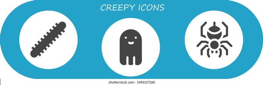 creepy icon set. 3 filled creepy icons.  Simple modern icons about  - Centipede, Ghost, Spider