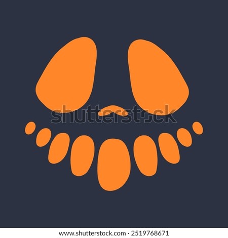 Creepy jack-o-lantern with eerie eyes and a mischievous grin, ideal for Halloween invitations, spooky decor, and haunted house themes.