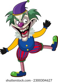 Creepy joker cartoon character illustration