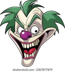 Creepy joker cartoon character illustration