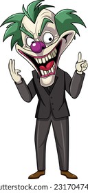 Creepy joker cartoon character illustration