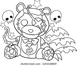 creepy kawaii pastel goth coloring page