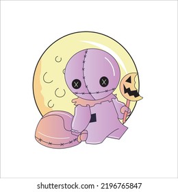 Creepy kawaii pastel goth vector illustration 