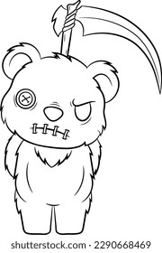 Creepy Kawaii Teddy Bear Coloring Page