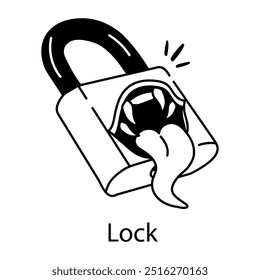 Creepy lock icon in glyph style 