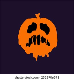 Creepy derretendo Jack-o'-Lantern Ilustração com Cara de Eerie. Arte vetorial ideal para convites, cartazes, mercadorias e projetos digitais com tema de Halloween