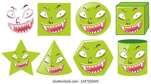 Asombrosa cara de monstruo en una ilustración de forma diferente