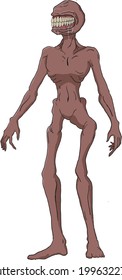 creepy monster horror spooky creature vector cartoon illustration