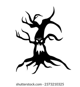 Creepy monster tree on white background