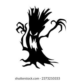 Creepy monster tree on white background
