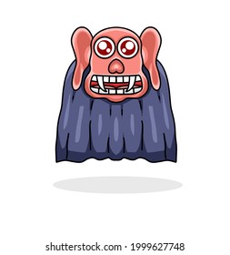 creepy monster vector illustration in simple flat style.