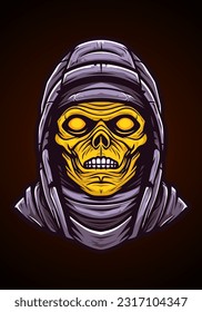 Creepy mummy hand drawn illustration design
