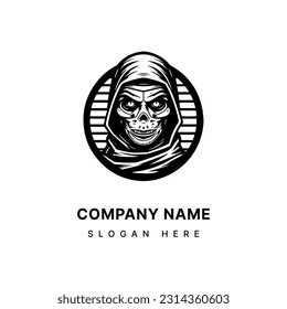 creepy mummy hand drawn logo design illustration