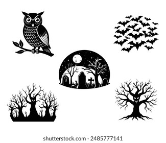 Creepy Nature Silhouette art Bundle