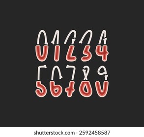 Creepy numbers set, collection numerals in the horror style, cartoon mathematical signs made in bones, vector illustration 10EPS