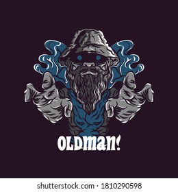 creepy old man illustration. suitable for t-shirt printing