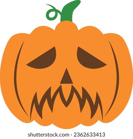 Creepy orange halloween pumpkin vector icon