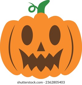 Creepy orange halloween pumpkin vector icon