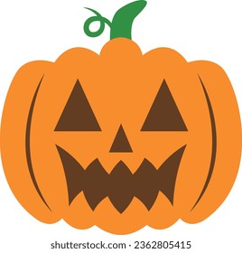 Creepy orange halloween pumpkin vector icon