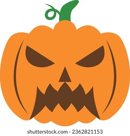 Creepy orange halloween pumpkin vector icon