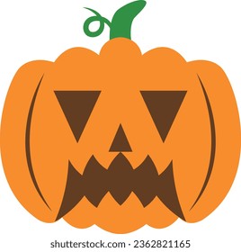 Creepy orange halloween pumpkin vector icon