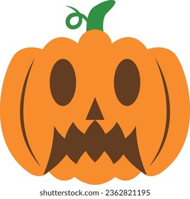 Creepy orange halloween pumpkin vector icon