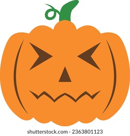 Creepy orange halloween pumpkin vector icon